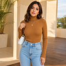 Blusa Feminina Básica Cacharrel Tricô Gola Alta  | CozyAura