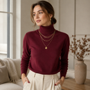 Blusa Feminina Tricô Manga Longa Gola Alta para Inverno | CozyEssentials