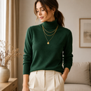 Blusa Feminina Tricô Manga Longa Gola Alta para Inverno | CozyEssentials
