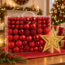 Bolas de Natal Lisas, Foscas e com Glitter - Kit 100 com Estrela
