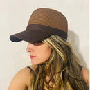 Chapéu Boné Feminino de Palha Aba Curva para Praia