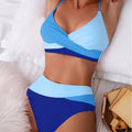 Conjunto de Biquíni Feminino Cintura Alta com Design Cruzado