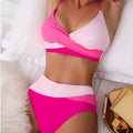 Conjunto de Biquíni Feminino Cintura Alta com Design Cruzado