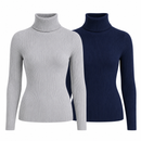 Kit 2 Blusas Femininas de Tricô Gola Alta Cacharrel Manga Longa | CozyBasics