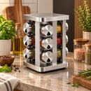 Kit Porta Temperos 12 Potes com Suporte Giratório em Inox