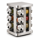 Kit Porta Temperos 12 Potes com Suporte Giratório em Inox