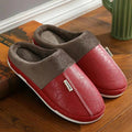 Pantufa Masculina de Couro Impermeável Antiderrapante para Inverno