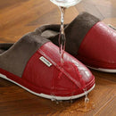 Pantufa Masculina de Couro Impermeável Antiderrapante para Inverno