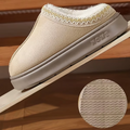 Pantufa de Couro Unissex Forrada em Lã Antiderrapante para Inverno