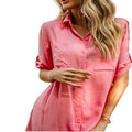 Saída de Praia Feminina Chemise Manga Longa com Bolsos