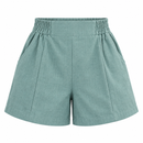 Short Feminino de Linho com Forro Cintura Alta e Elástico