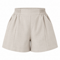 Short Feminino de Linho com Forro Cintura Alta e Elástico