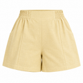 Short Feminino de Linho com Forro Cintura Alta e Elástico