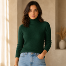 Suéter Cacharrel Feminino Gola Alta Tricô | WarmAura