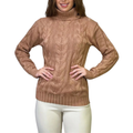 Suéter Feminino de Tricô Gola Alta Trançado | PureWarmth