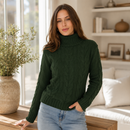 Suéter Feminino de Tricô Gola Alta Trançado | PureWarmth