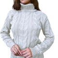 Suéter Feminino de Tricô Gola Alta Trançado | PureWarmth