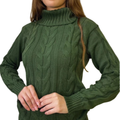 Suéter Feminino de Tricô Gola Alta Trançado | PureWarmth