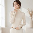 Suéter Feminino de Tricô Gola Alta com Botões para Inverno | Elegance Knit