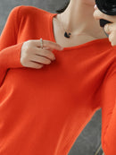 Suéter Feminino de Inverno Gola V Casual | CozyVibe