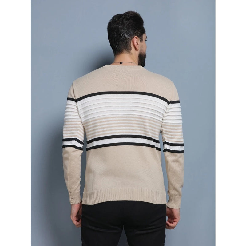 Suéter Masculino de Tricô com Gola Redonda e Manga Longa em Lã