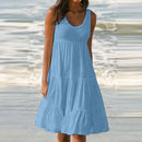 Vestido Feminino Midi Básico Plissado