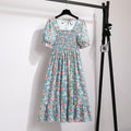 Vestido Feminino Midi Plissado Florido de Verão