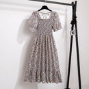 Vestido Feminino de Verão Florido Plissado