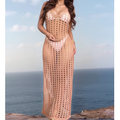 Vestido Saída de Praia Feminino Longo em Crochê Rendado