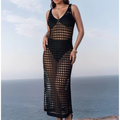Vestido Saída de Praia Feminino Longo em Crochê Rendado