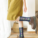 Meias Florais Bordadas a Mão Vintage | Kit 5 Pares