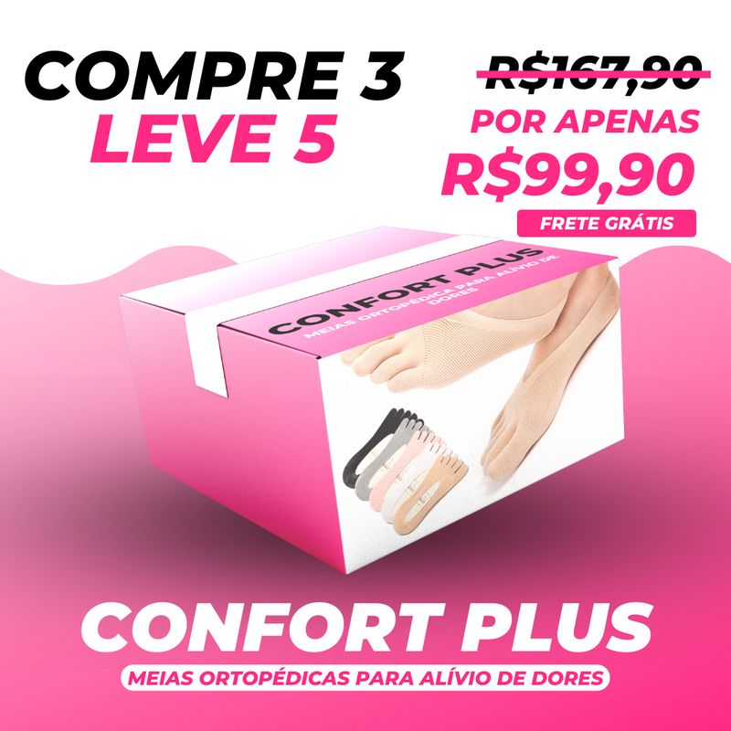 Meias Ortopédica Para Alívio De Dores Nos Pés Confort Plus | COMPRE 3 LEVE 5